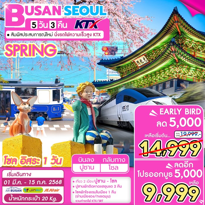 ทัวร์เกาหลี KTX BUSAN SEOUL SPRING 5วัน 3คืน (BX)