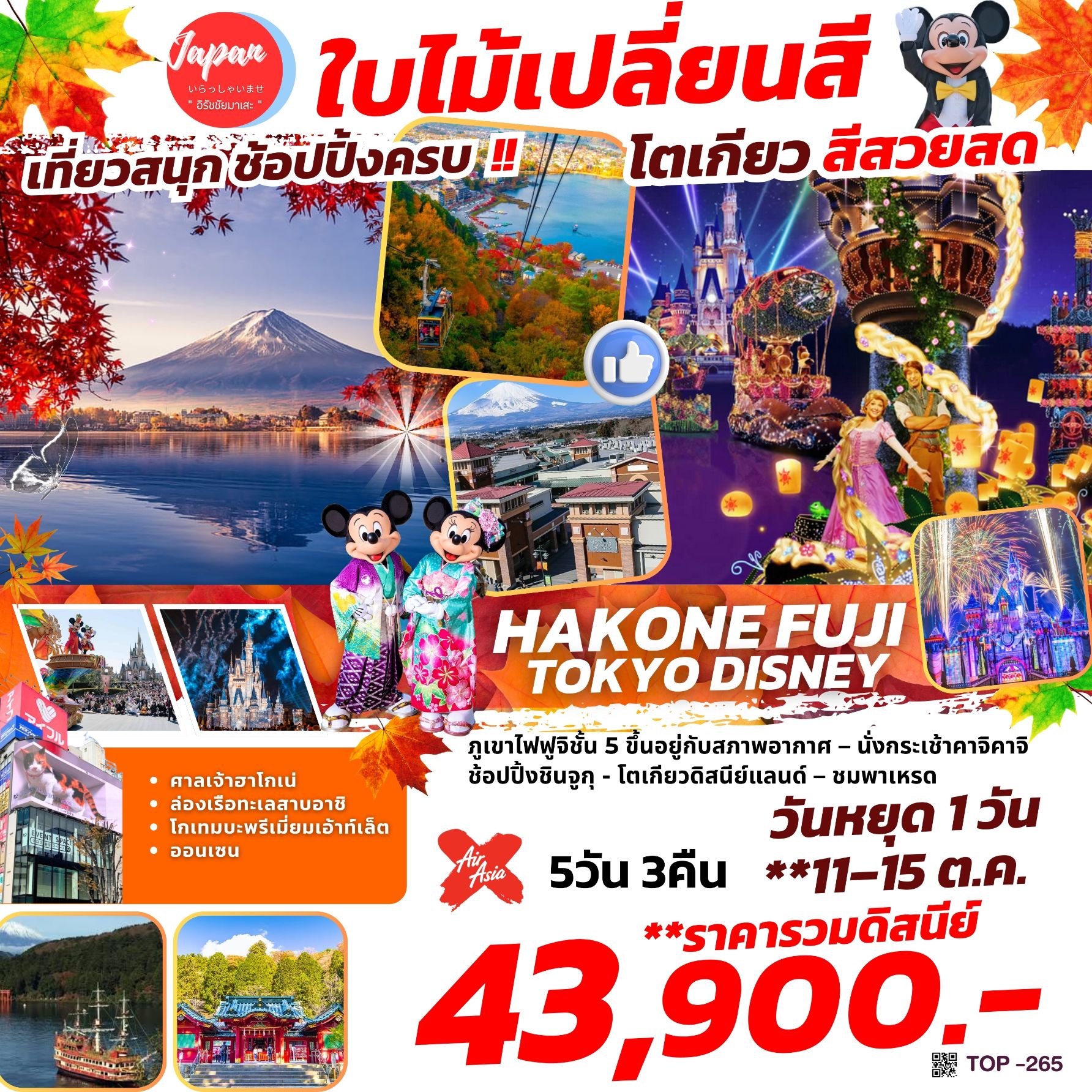 ทัวร์ญี่ปุ่น FUJI TOKYO DISNEY PARADE 5วัน 3คืน (XJ)